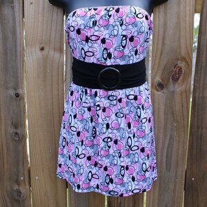 THX Thanx Collection Strapless Abstract Print Dress w/ Belt Size M